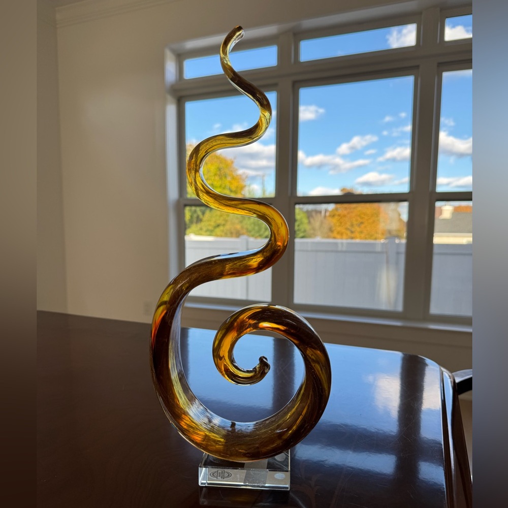 Amber Swirl Glass Sculpture